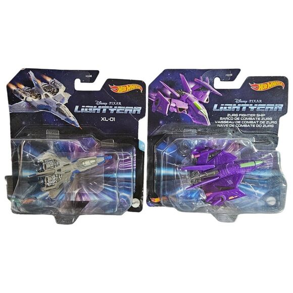 2022 Hotwheels Disney Pixar Lightyear XL-01 & Zurg Fighter Ship Lot Of 2 NIB - Picture 1 of 5